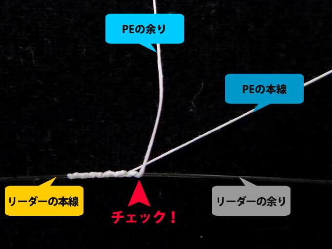 【図解版】PEラインとリーダー結束「簡単FGノット」 失敗例