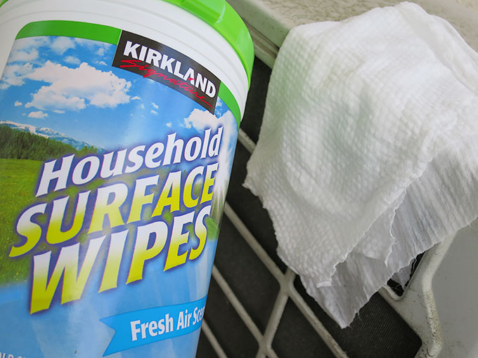 室外機を拭き上げ