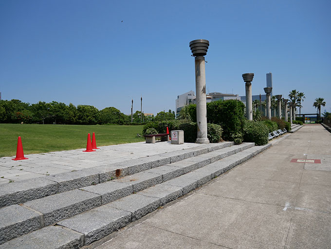 海釣り公園の後ろには芝生の広場があります