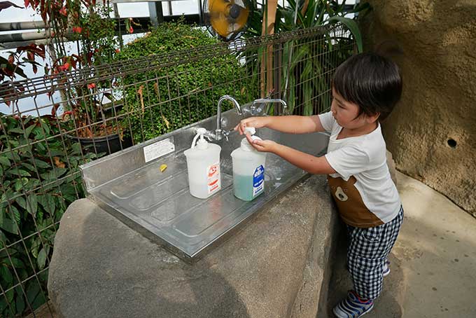 ふれあいの後は手を洗って