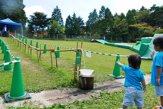 本格的な流しそうめんに大興奮!