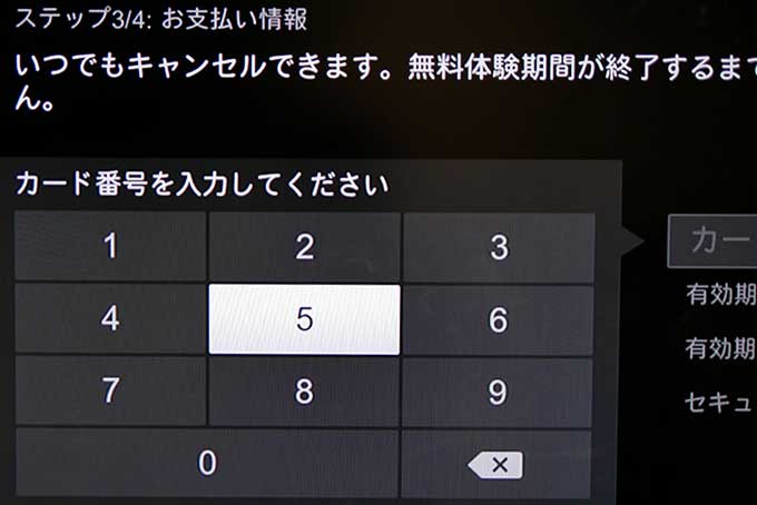 クレジットカード情報を入力