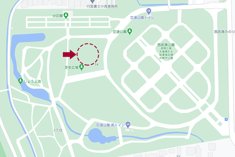 西武庫公園・芝生広場の地図