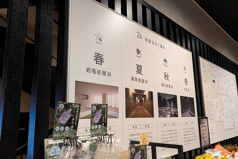 季節によるお風呂の案内看板